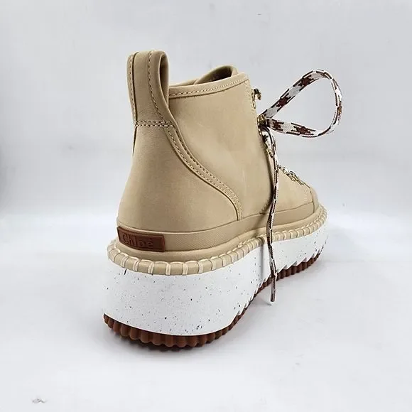 Chloé Lilli Ankle Booties Women's 7 Hot Sand Lace Up D-ring Hardware At Laces - Picture 7 of 15